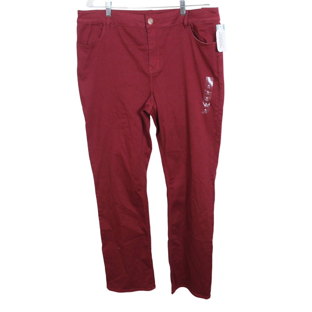 Maurices M Jeans Slim Boot Mid Rise Ultimate Stretch Pants Burgundy XL Long NEW